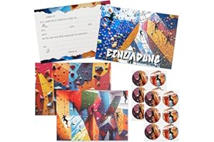 Hpbaggy 12 Einladung Klettern +12 Umschläge+12 Aufkleber,Bouldern Einladungskarten Geburtstag,Boulder Party Kindergeburtstag Einladungskarten,Einladung zum Geburtstag Kindergeburtstag