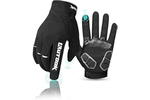 KUTOOK Guantes Ciclismo Largos Transpirables Hombres con Acolchadas De EVA Función Táctil Guantes MTB Gel Antideslizante