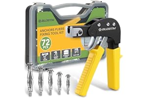 BLOSTM 72 szt. pustych mocowań ściennych – wytrzymałe mocowania do płyt gipsowo-kartonowych i narzędzie do ustawiania kotwic ściennych, zestaw pistoletów z futerałem do przenoszenia