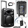 qtx QR10PA Portable PA System with VHF Wireless Headset Microphone | Battery Powered Speaker + iPod Connection Cable