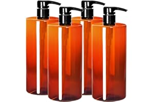 ‎YOUNGEVER Youngever 4er-Set 1L Pumpflaschen für Shampoo, Mehrweg Kunststoff Pumpspender Seifenspender Dispenser Lotionspender Leerflasche für Flüssige Shampoo Lotionen Küche Bad (Amber)