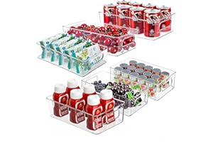 Mkitnvy Organizer Frigorifero, Set di 6 Contenitori Impilabili per Frigo, Organizer Frigorifero Trasparenti Salvaspazio, per Cucina, congelatore, dispensa, armadi, Senza BPA