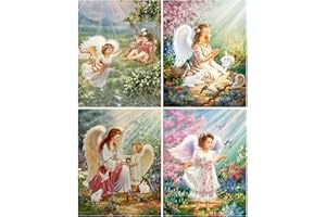 GOLDNICE Diamond Painting Immagini per adulti e bambini, 5D fai da te con diamanti per pittura a forma di angelo, kit per pittura con diamanti per decorazioni per la casa, set da 4 dipinti con