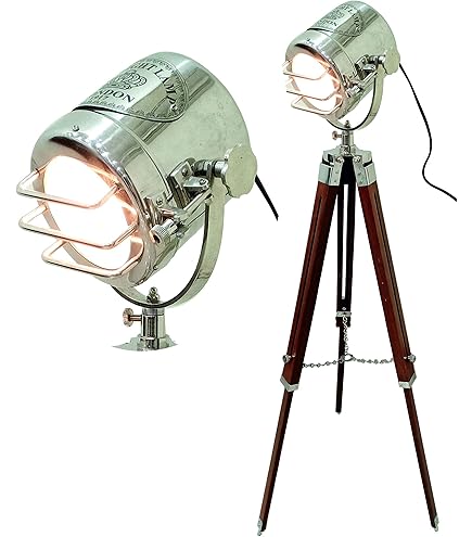 Nautical Replica Hub Lampadaire De Salon Et De Bureau Trépied Base En Bois (sans Abat-jour