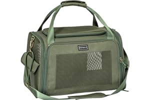 Petsfit Sac Transport Chat et Chien - Sac de Transport pour Chat/Chien avec Coussin Extensible, Caisse de Transport Chat Transpirable pour Voyage - Haute Qualité, Taille M (Olive Verte)