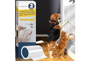 PROTECTO® 3-Pack Protection Anti-Griffes, Cutter Inclus – 3-Pack 150x20 cm - écran de Porte + Protection Bois, Murs et Meubles Contre Les Griffes, Protection et répulsif avec Support Auto-adhésif