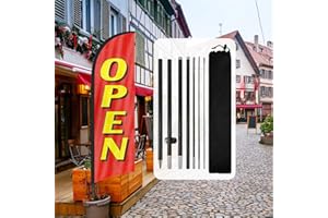 QSUM Open Feather Flag,8FT Open Advertising Swooper Flag with Pole Kit, Ground Spike, Open Signs for Businesses and Storefronts