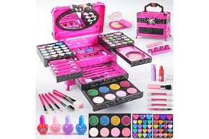 VEFOSAFE Trucchi Bambina Set - 66 pezzi Trucchi Bambina, Lavabile Set Di Trucchi per Bambini, Valigetta Trucchi Bambina, Set Trucco per Ragazze per Natale, Regali di Compleanno per Ragazze 3-12 Anni