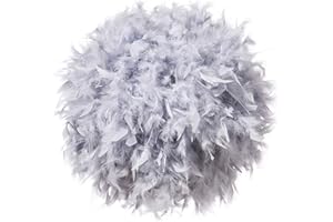 Waneway Feather Light Shade for Ceiling Pendant Light, Fluffy Lamp Shade Lampshade Lightshade for Table Lamp and Floor Lamp, Bedroom, Living Room, Wedding or Party Decoration, Diameter 40cm, Grey