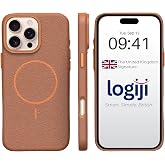 Logiji Ladera iPhone 13 Pro Max Kılıf - Vintage Deri Efektli Tasarım - MagSafe ile Uyumlu - Kahverengi