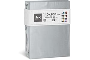 ‎BETTWAESCHE-MIT-STIL Bettwaesche-mit-Stil Mako Satin Spannbettlaken Spannlaken Spannbetttuch (140 cm x 200 cm, Matratzenhöhe 12-20 cm, Grau)