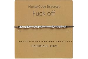 yenlk Morse Code Bracelet ​Beads on Silk Cord Bracelet Silver Secret Code Bracelet Gift