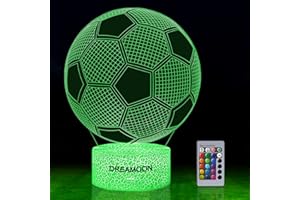 DREAMOON Fußball Nachtlicht, Fußball Spielzeug für Jungen, 3D Lampe mit 16 Farben Ändern und Fernbedienung, Spaß Herren Gadget Geschenkideen, Geschenk für Kinder Mädchen Jungen