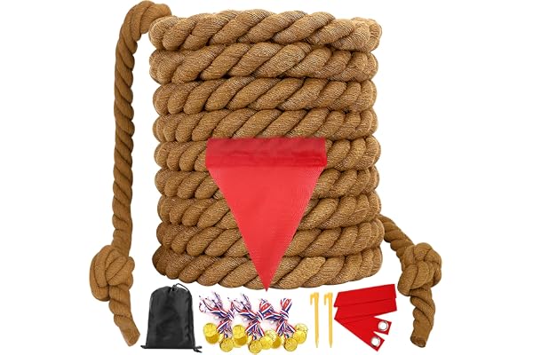 WYRJXYB Jeux de Plein air à Tirer sur la Corde de Guerre pour Enfants et Adultes, réunion de Famille, Pique-Nique, Carnaval, Pâques,Jeux de tir à la Corde pour Enfant Adulte Exterieur Jardin,12M