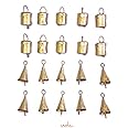 Aroha ® DIY Craft Hanging Bells for Garden, Curtain, Christmas Tree, Rustic Finish Iron Decorative Bell (Gold, Pack of 20 + Jute Rope)