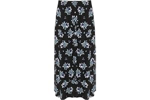 WearAll Womens Plus Midi Floral Skirt Ladies Elasticated Waist Print Stretch Long 16-30