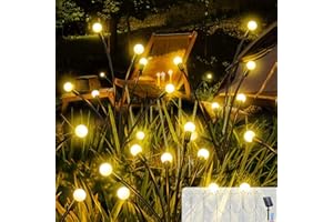 Acxilexy 6 Pezzi Lampade Solari Lucciole per Giardino, 48 LEDs Luci Solari con 8 Modalità, Luce Solare da Esterno Firefly, Telecomando, IP65 Impermeabile, Lucciole Solari per Prato Balcone Paesag