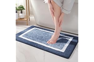 COLOR&GEOMETRY Color G Tapis de Bain Antidérapant, Tapis Salle de Bain Moelleux en Microfibre, Tapis de Douche Absorbant Lavable en Machine, 40 x 60 cm, Bleu