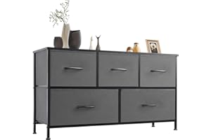 Sweetcrispy Kommode für Schlafzimmer, breite Schublade Kommode Organizer Storage Drawers Fabric Storage mit 5 Schubladen, kleine Kommode, TV Stand für Schlafzimmer, Schrank, Wohnzimmer, Kinderzimmer