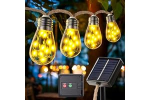 LUJASI Catena Luminosa Solare Esterno | 8M 16 LED IP65 | 8 Modalità Luci Corda di Canapa Naturale | Impermeabile | per Feste, Giardino, Cortile, Balcone