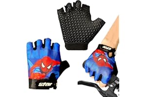 OPEIXSAYKOC Guantes de Ciclismo Verano, Guantes de Ciclismo niño, Guantes de Bicicleta para niños, Guantes de Mitad de Dedos de Niños, para Patinaje, Bicicleta de Carretera, Bicicleta de Montaña