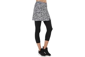 Westkun Legging Jupe Femme Skapri Jupe Sport Jupe de Tennis avec de Poche Golf Course à Pied 3/4 Legging 2 en 1