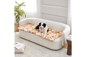 COZY KISS Faux Fur Sofa Cover for Dogs Washable, Ultra Soft Pet Couch Cover for Car Seat Protector, Liquid Pee Proof Cat Mat, Pad for Dresser Top, Anti-Slip, Fuzzy, 70x150cm, Tie Dye Brown