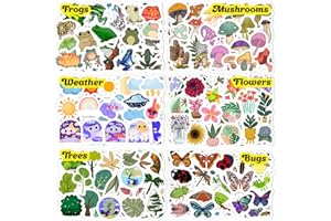 PADABAYKA Pegatinas de Naturaleza - Flores, Hongos, Hojas, Plantas, Insectos y Bichos, Favoritos y Decoraciones de Fiesta de Naturaleza - Nature Stickers
