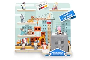 stadtecken Étagère d'angle City en Bois I Convient pour Les Toniebox et Tonies I Rangement Chambre d'enfant I À Suspendre ou à Suspendre (Chantier de Construction, Moyenne)