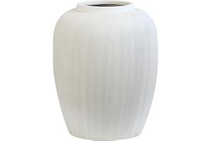 OLLY & ROSE Rhodes Vase - Vaso da fiori medio - Vasi in ceramica bianca con motivo