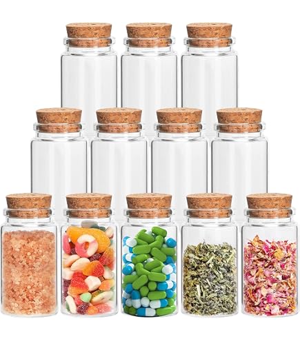 Gouveo 12er Set Gewürzgläser 200 Ml – Mit Glaskorken, Runde Vorratsgläser Für Küche & Haushalt