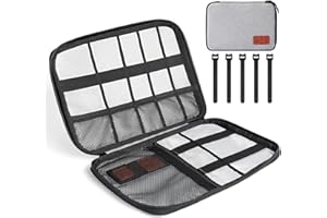 Cozary Sac de Rangement de Câbles Sac électronique, Pochette de Câbles de Voyage, Organisateur d'accessoires électroniques Portables pour Disques durs, Câbles, Chargeur, Câbles USB, Carte SD, Gris