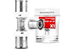 BOOPARTS – 1 Pièce – Té Réduit à Sertir Ø20–16–20 | Raccord Multicouche Contour TH | Raccord Plomberie Durable et Étanche pour Chauffage et Eau Sanitaire
