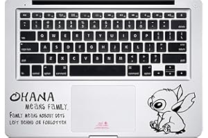 Artstickers. Autocollant pour ordinateur portable ou Macbook. Vinyle Lilo et Stitch Ohana pour touchpad Autocollant pour clavier MacBook Pro Air Mac portable Couleur : noir. Cadeau Spilart