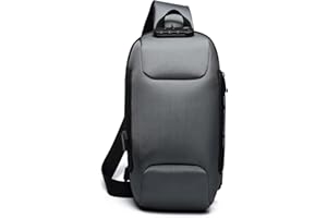 FANDARE Nouveau Sac de Poitrine Anti-vol Sac d'Epaule Sacoche Homme avec Verrou Mot de Passe,USB,Réfléchissante Sac Bandoulière Imperméable Sling Bag pour Cyclisme,Camping,Voyage Polyester