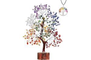 ABHISUBYA Albero Della Vita - Cristalli Curativi - Pietre E Cristalli - Pietre Chakra - Cristalli Meditazione - Feng Shui - Cristalli - Portafortuna - Regali Di Buona Fortuna (Seven Chakra Golden)