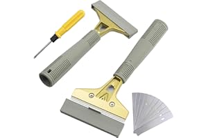 LDS INDUSTRY Lds industria Razor Blade scraper, confezione da pz, sticker Removers, heavy duty allungabile Scraping Tools set con cacciavite e 10 pz in acciaio INOX lamette per finestra in vetro granito Clean