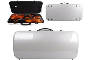 Yinfente Étui pour violon double en fibre de carbone 4/4 Noir/blanc