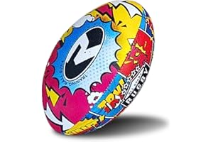 RUGBIER – Mini Balón de Rugby para Niños y Niñas T2 – Iniciación y Entrenamiento - Balón Promocional - Regalo Rugby - Modelo Comic Try