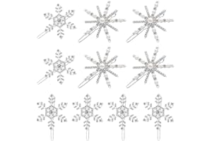 MELLIEX 10 Pezzi Fermagli per Capelli Fiocco di Neve, Accessori per Capelli Natalizi Set Forcine Natalizie con Strass Lucidi per Ragazze Donna