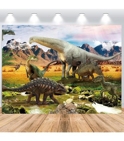 Fondo Fotográfico De Vinilo - Dinosaurios En La Jungla (2.2x1.5m) - Ideal Para Fotos De Niños, Cumpleaños, YouTube Y Estudios