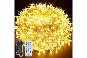 TAIYONGKANG Cadena de luces LED de 25 m para exterior/interior, 200 ledes de color blanco cálido, 8 modos con enchufe, temporizador con mando a distancia, para Navidad, jardín, balcón, salón, decoración, cadena