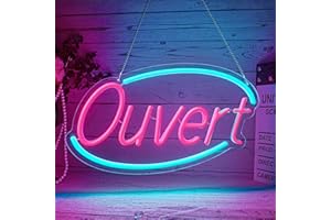 Flixyticy Enseigne Lumineuse Néon "OUVERT", Plaque de Porte LED Alimenté par USB avec Interrupteur à Intensité Variable Pour Commerces Supermarché Magasin Bio Fleuriste (Ouvert(ellipse))