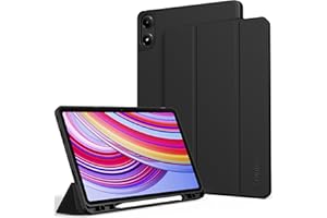 EasyAcc Coque Compatible avec Redmi Pad Pro 12.1 / Xiaomi Poco Pad 12,1 Pouces 2024 avec Porte-Stylo, Étui Housse Tablette pour Redmi Pad Pro/Xiaomi Poco Pad 2024 - Noir