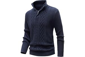 MeiLayM Pullover en Tricoté d'hiver pour Homme Col Montant Pull à Fermeture Éclair Pull Manches Longues Casual Pull Basique Fit Simple Sweat Pullover