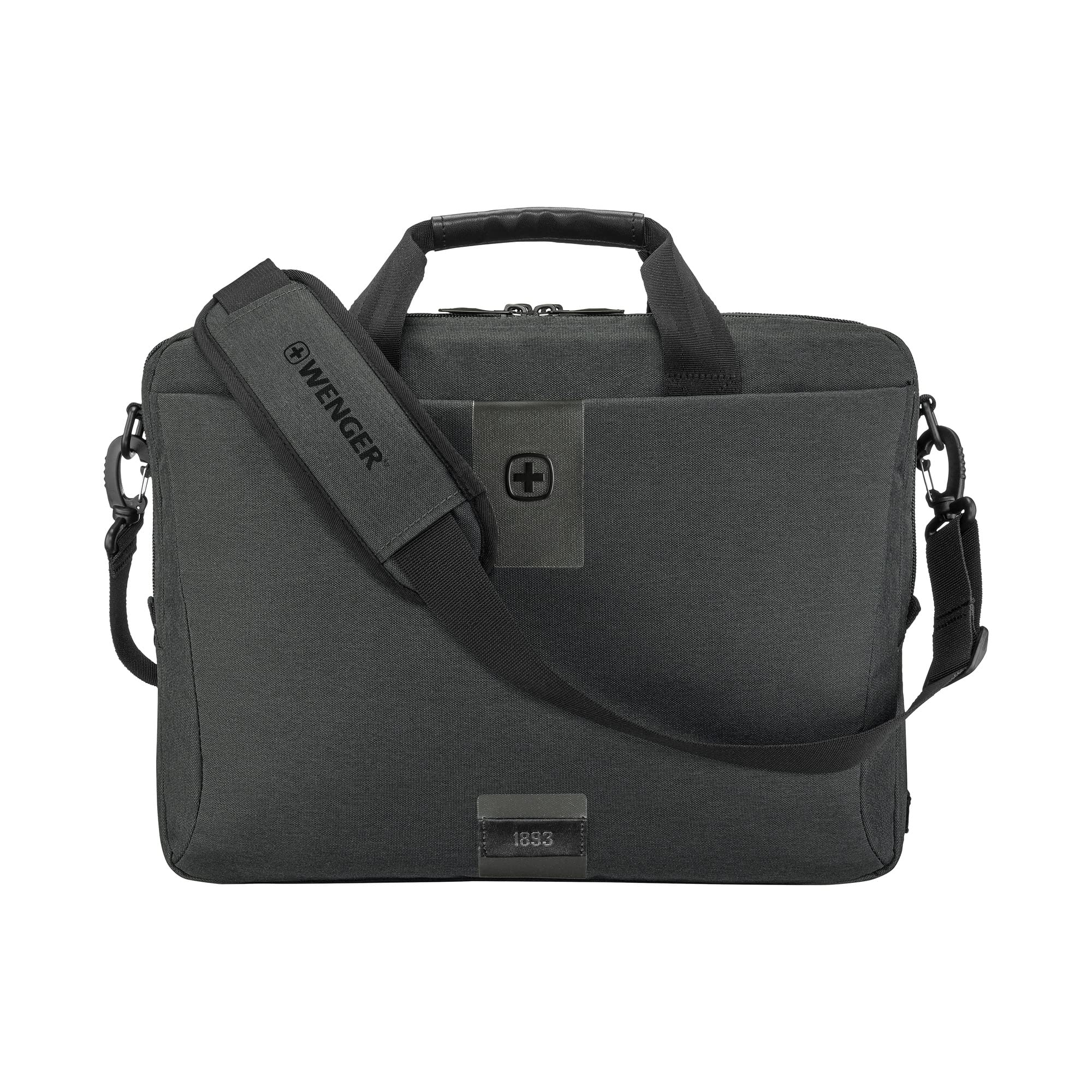 WENGER Unisex Adult , MX ECO Brief, 16 Inch Laptop Briefcase, 15 Liters Charcoal, Swiss Designed-Blend of Style and Function, 612263, Grey