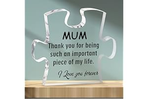 Merclix Mum Puzzle-Shaped Acrylic Plaque Gifts for Mum at Christmas Mothers Day Mum Birthday Gifts Ideas Mum Gifts from Daughter Mummy Gifts from Son Presents for Mum from Kids