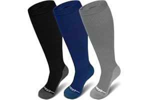 PUTUO Chaussettes de Contention Gros Mollet: Bas de Contention Grande Taille Femme Hommes Chaussettes de Compression Mollet Large pour Avion Voyage Grossesse 3 paires