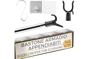 Selezione100 bastone armadio appendiabiti bastone appendiabiti per armadio asta armadio per guardaroba asta - kit elegante regalabile con 2 ganci e accessori lussuosi