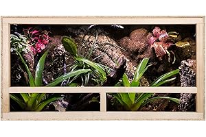 REPITERRA Terrario per rettili e anfibi, terrario in legno con ventilazione laterale, 100 x 60 x 50 cm